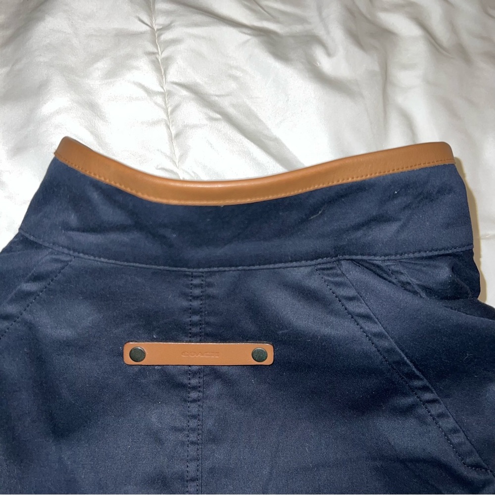 Coach New York Navy Rain Jacket with genuine leather trimming | women’s small - Picture 10 of 10